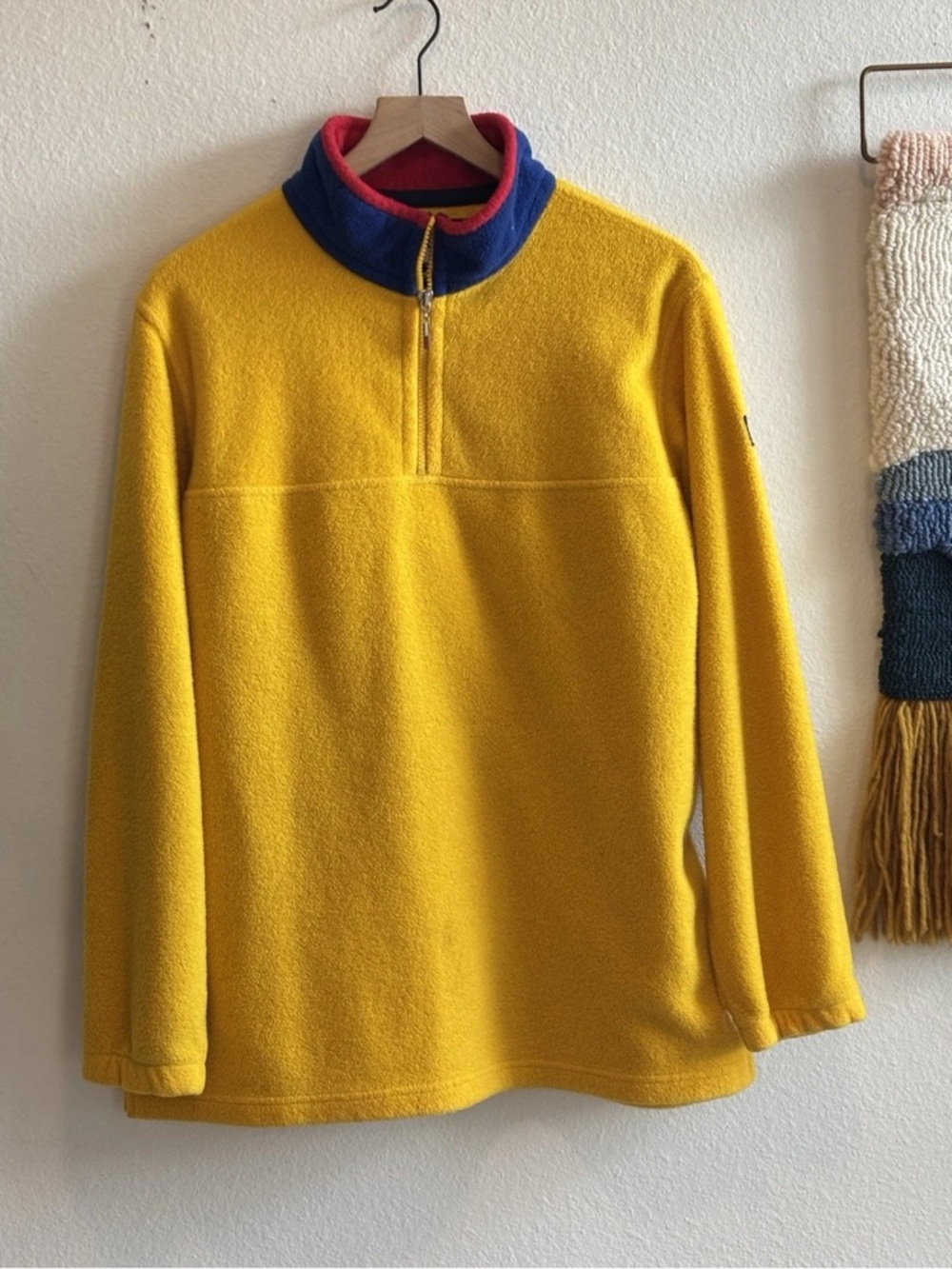 Vintage Tommy Hilfiger Men’s Yellow Fleece Quarter Zip Jacket Size L